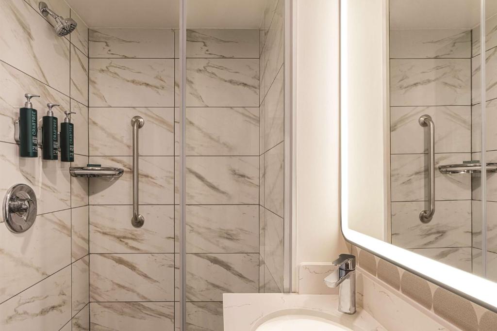 Queen Studio Suite with Roll-In Shower – MobilityHearing Accessible