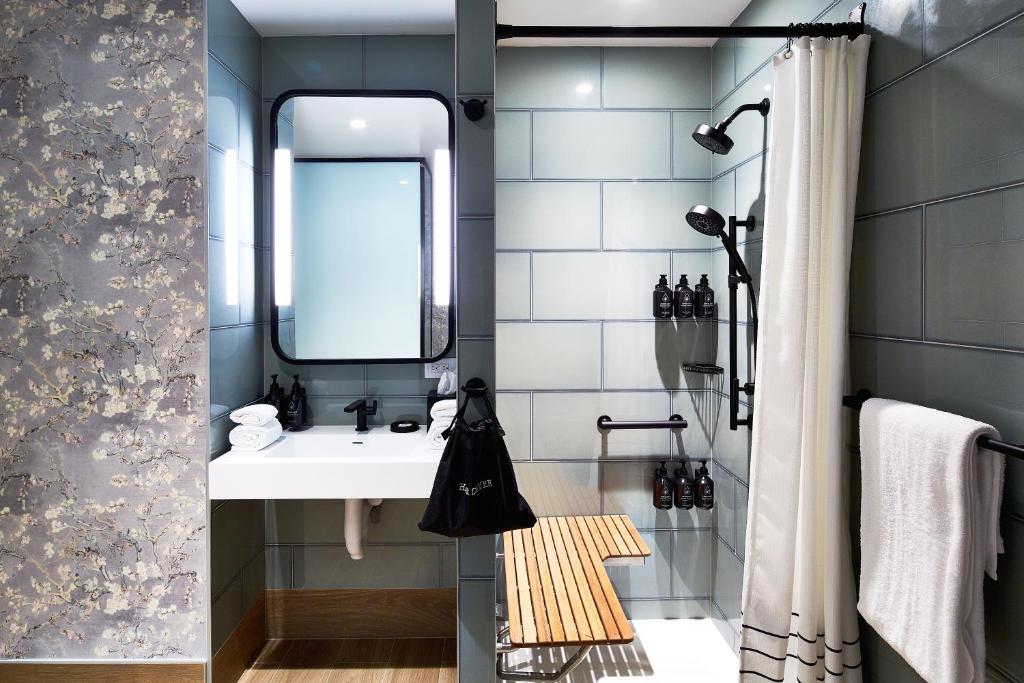 Double Room with Two Double Beds and Mobility Accessible Roll In Shower