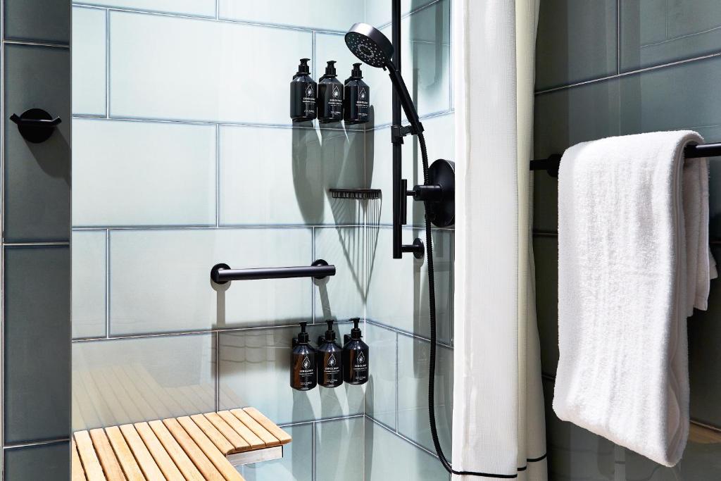 Double Room with Two Double Beds and Mobility Accessible Roll In Shower